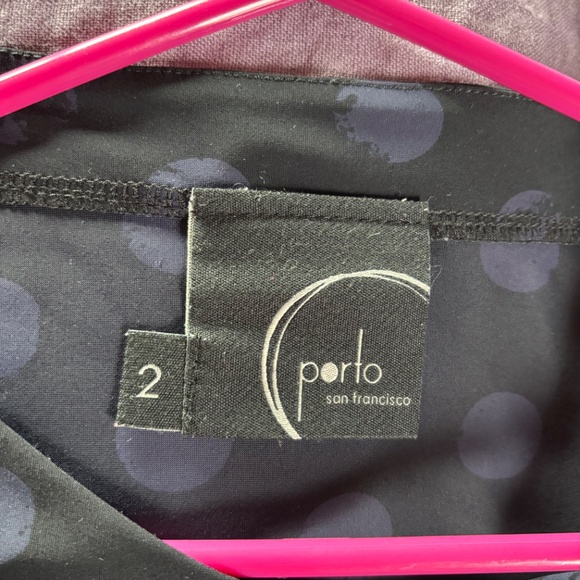 Porto San Francisco Long sleeved black with blue dots blouse Size 2 - Picture 5 of 13